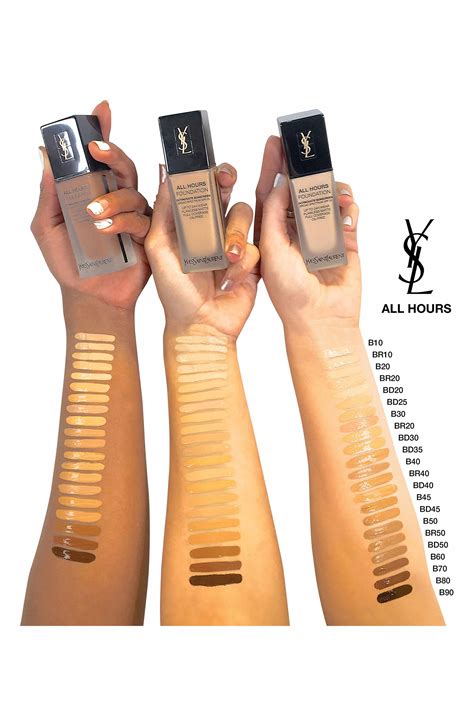 yves saint laurent all hours full coverage matte foundation swatches|all hours matte foundation.